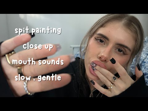 ASMR for sleep: gentle spit painting (close up, visual triggers for relaxation)