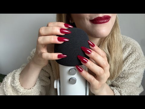 30 Minutes of ASMR mic scratching with really long nails ❤️ tingly triggers