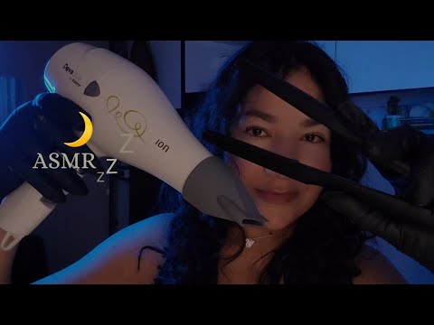 ASMR - Alisamento Progressiva | Chapinha,Secador,Shampoo,Água | Dividindo Cabelo Com SONS REAIS💤