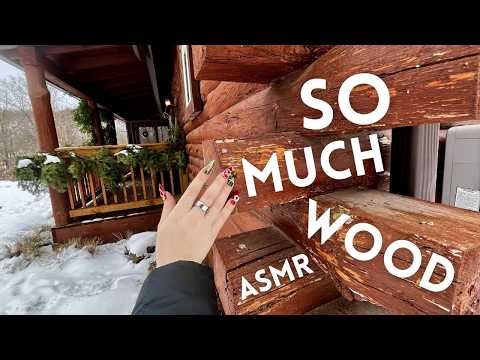 outdoors asmr (in snow!) on a LOG CABIN 🪵 tap & scratch