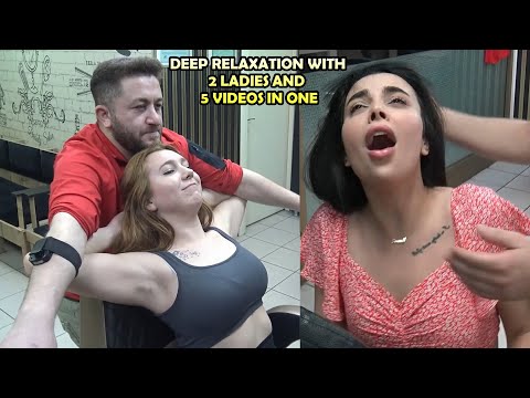 2 FEMALE 5 COMBO MASSAGE IN ONE + CRACKS + Asmr head,face,ear,foot,leg,back,arm,chest,body massage