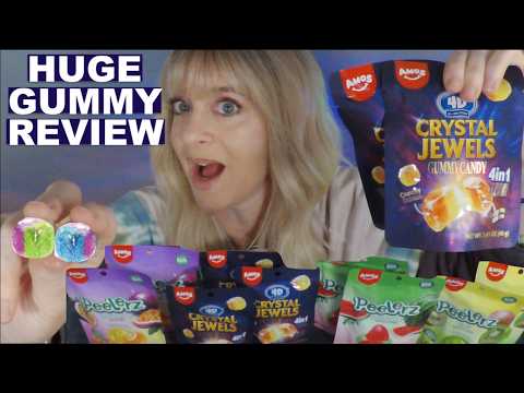 ASMR HUGE Gummy Haul & Taste Test | Crystal Candy & Peelerz | Whispered Food Review #mukbang