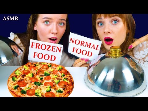 ASMR FROZEN FOOD VS NORMAL FOOD CHALLENGE | Eating Sound Lilibu