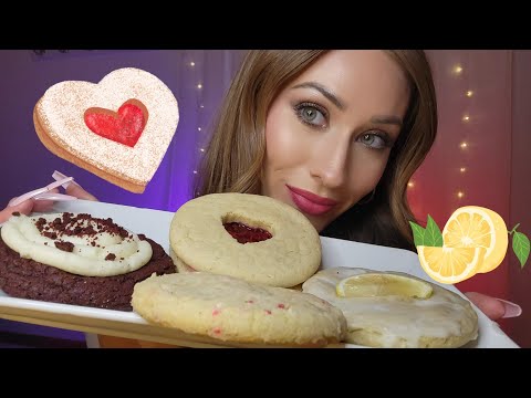 ASMR Valentine's Crumbl Cookies!! ❤️🍪 *Mukbang*
