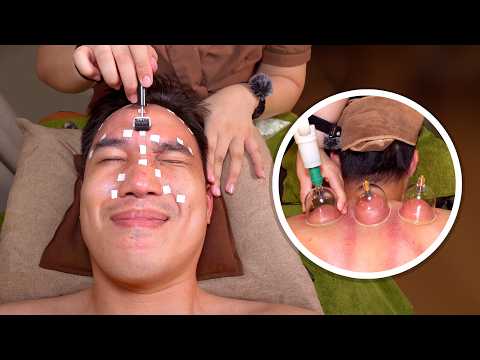 ASMR 🔥 Cupping Therapy, Deep Neck & Shoulder Massage & Facial Reflexology