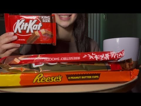 ASMR CHOCOLATE CANDY BARS WITH WARM MILK 