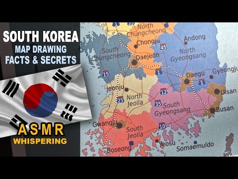 ASMR geography facts: Tracing SOUTH KOREA map outline with states | best known facts explained