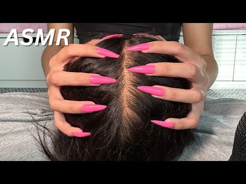 ASMR SCALP SCRATCHING WITH LONG NAILS *MOUTH SOUNDS*