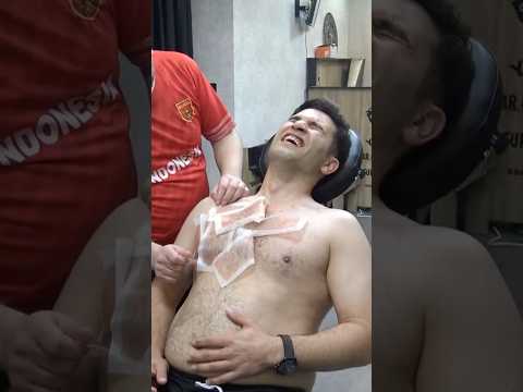 ASMR BARBER BODY MASSAGE - CHEST WAX - RAZOR SHAVE - CRACKS #asmr #shorts #wax #cracks #razorshave
