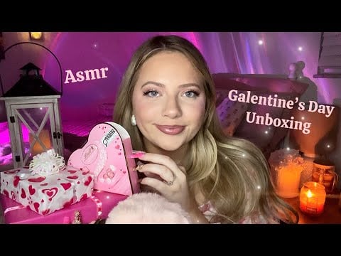 Asmr Galentine’s Day Gift Unboxing 🩷🎀🩰 Tapping, Scratching, Whispering 