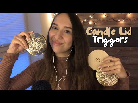 ASMR Tingly Candle Lid Triggers ✨ (Tapping, Textured Scratching, Whispering, Wood Sounds)