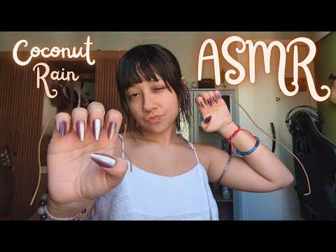 Coconut Rain ASMR com UNHAS grandes 💅🏻 (tapping na tela e nail tapping)