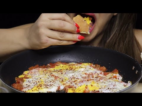 ASMR MENEMEN EGG & TOMATO OMELETTE MUKBANG no talking CREMA ASMR #asmr #mukbang #menemen #omelette