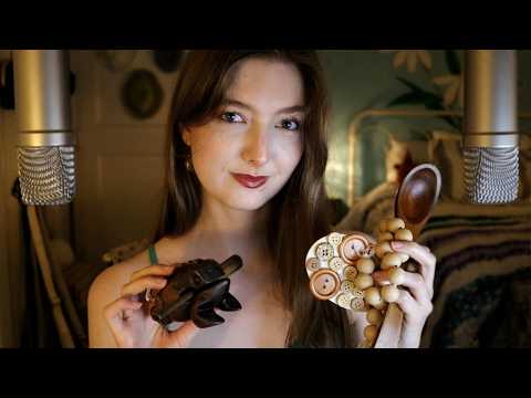 ASMR Wood Triggers w/ Mouth Sounds & Whispers