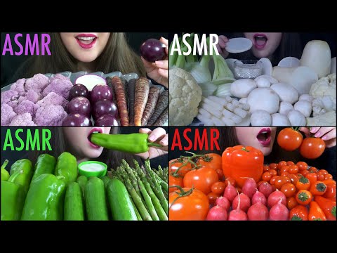 HEALTHY ASMR COMPILATION - Coloured Veggie Platters [Eating Sounds]