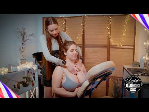 ASMR Shoulder Massage by Barber Lady Sandra to Caroline