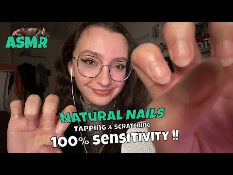 ASMR | Natural Nails Tapping & Scratching at 100 sensitivity !! 💅