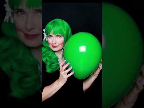 ASMR: Blowing Up/Inflating/Tapping/Popping Green Latex Balloon #shorts