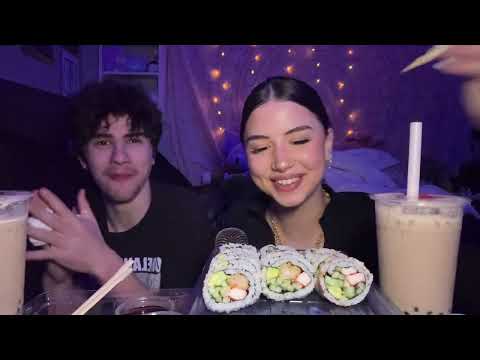 ASMR sushi mukbang with my brother