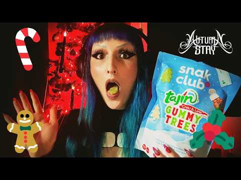 ASMR🦇GOTH GIRL EATS TAJIN GUMMY CHRISTMAS TREES🎄  #gothgirl #asmr #mukbang