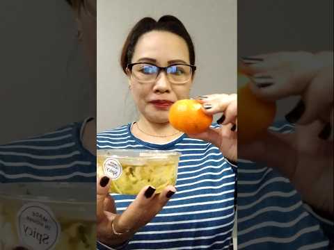 One bite tangerine with guacamole # #everyone #mukbang #shortsfeed #onebitechallenge #eating