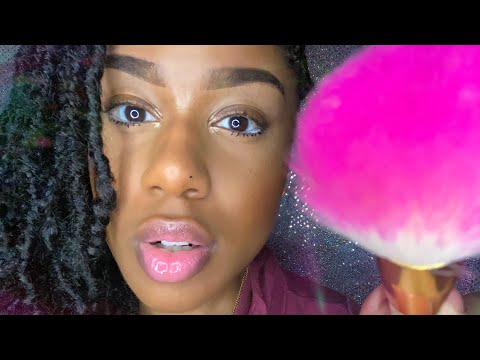 ASMR | Brushing & Plucking Your Face w/ Inaudible Whispers& Gum Chewing (Personal Attention)