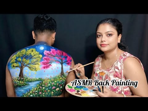 ASMR | Doing My Husband Relaxing Back Painting | 👩‍🎨😍
