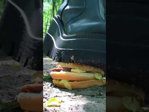 Demon Crushers vs. Fast-Food! Oddly Satisfying! Boots Crushing Outdoor! ASMR