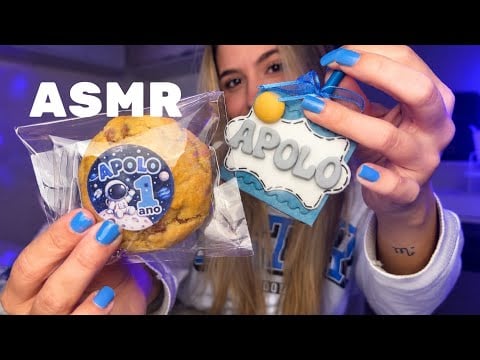 ASMR COMENDO OS DOCINHOS DA FESTA DE 1 ANO DO APOLO