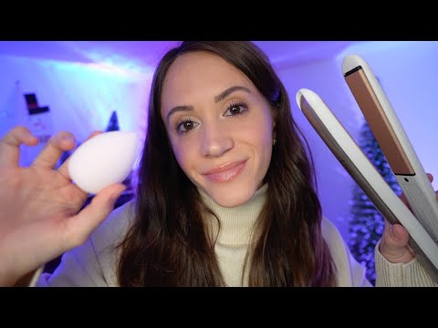 ASMR Nice Popular Girl Gets You Ready 💄 (hair straightening, makeup, personal attention)