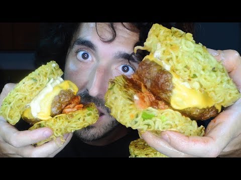 GIANT RAMEN BURGER * World's BEST * ASMR | Nomnomsammieboy