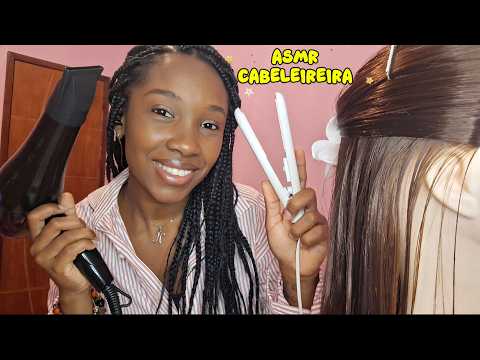 ASMR Cabeleireira Fofoqueira te Conta Tudo🤭| e Seca e Faz Chapinha no seu Cabelo ✨