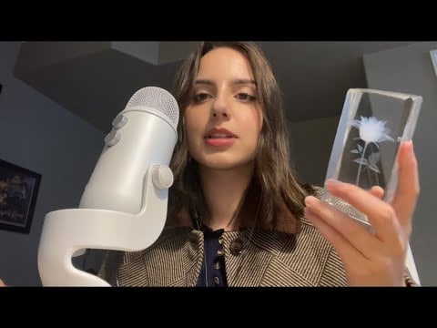 asmr stuff on my desk (quiet whispers, mouth sounds, tapping, face tracing) 