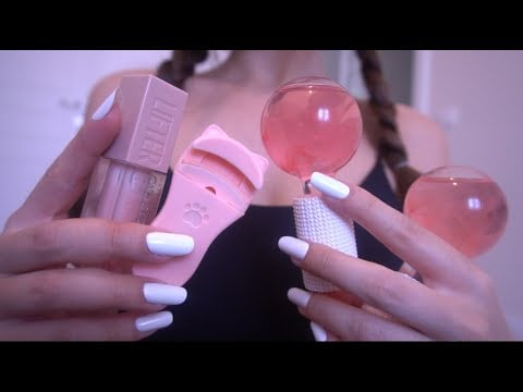 ASMR 💗 25 Pink Triggers in 25 Minutes 💗 (Layered Sounds, Mouth Sounds, Crinkle Sounds, Brushing )