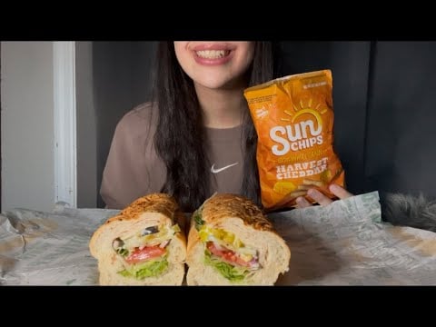 SUBWAY FOOTLONG TURKEY SANDWICH AND CHIPS ASMR EATING *NO TALKING*