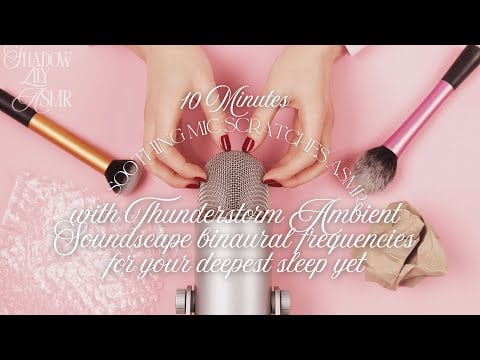 Mic Scratching ASMR + Soothing Rain & Thunderstorm for Sleep (Binaural Beats)