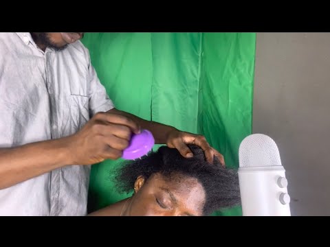 Asmr relaxing hair parting, brushing and combing.