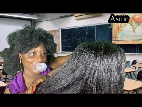 ASMR ✨Weird✨Girl Plays with your hair  in Class (scratching, plucking) soft gum chewing, RP