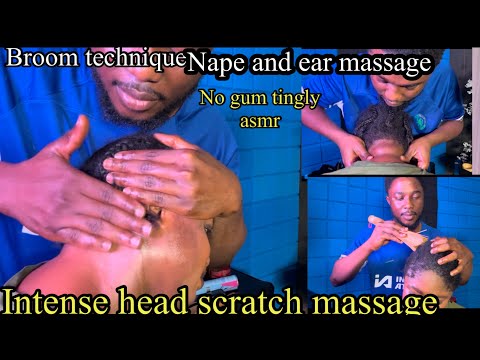 ASMR ✨Intense Nape,Ear & Head scratch massage,Broom technique To make you sleep