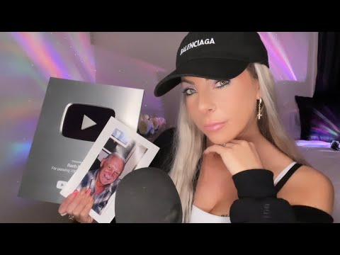 ASMR 100K YOUTUBE Play Button Unboxing Celebration (Tracing, Over Explaining) | 🥺 Emotional Tribute