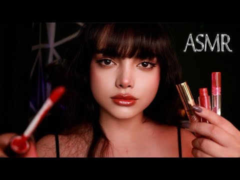 ای اس ام آر،تست رژ و لیپ گلاس روی لبات با صدای آدامس|persian asmr |makeup asmr