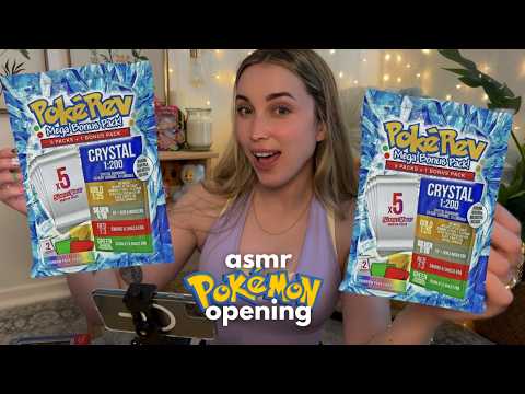 ASMR Opening Pokemon Mystery Packs! (PokeRev crystal packs)