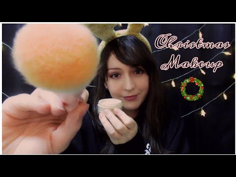 ⭐ASMR Doing your Christmas Makeup  🎄 (Layered sounds, Soft Spoken)