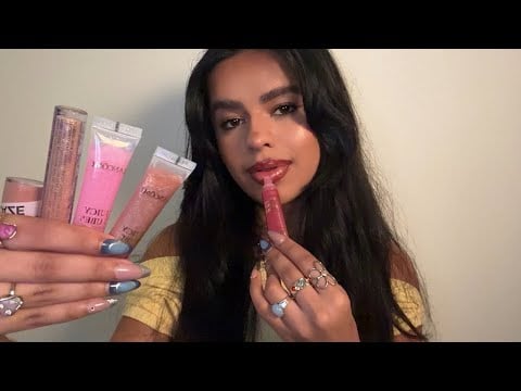 ASMR~ Lipgloss Application, Mouth Sounds, Tapping & Clicky Whispers ♡