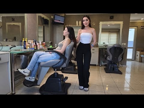 💈THE BARBER CHAIR NEVER FELT THIS GOOD 😏 | GIRL-ON-GIRL SCALP, FACE & ARM MASSAGE ASMR w/ COMBING