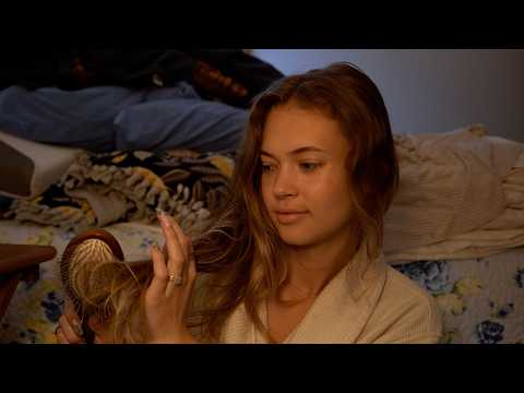 ASMR Brushing My Hair ✨ and whispering about my new hairbrush