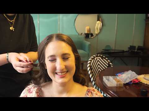 Beauty School Student Practices Hollywood Curls Hairstyle on Me 🥰 Unintentional ASMR