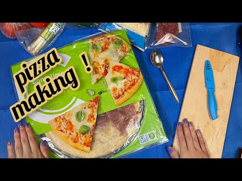 ASMR Making a Pizza - Plastic Crinkle! - cutting vegetables whisper. - Friday Night At Home!