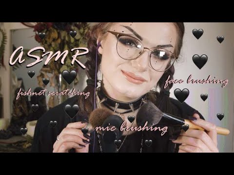 ASMR Brushing Triggers 🖌️ | Mic Brushing, Face Brushing,  Scratching Fishnets 🖤