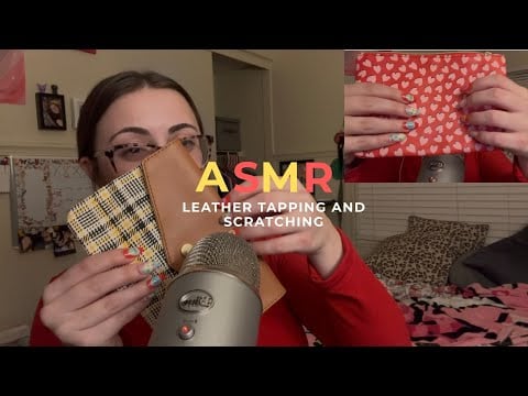 ASMR  relaxing leather tapping and scratching *very tingly*